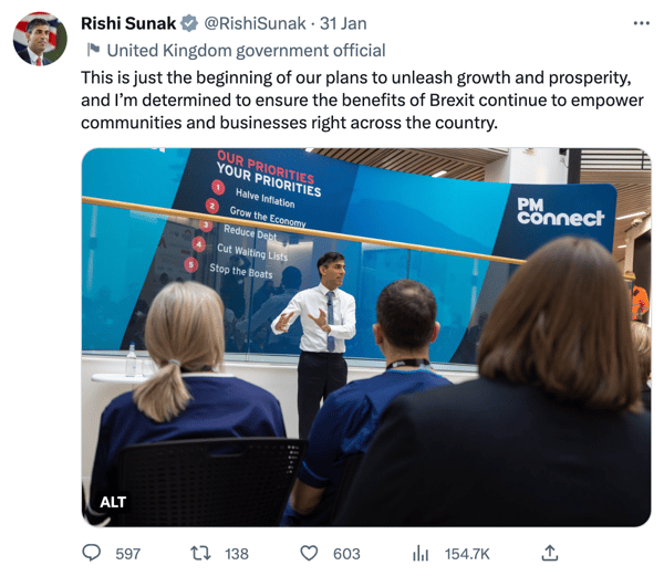 Rishi Sunak 2023 Priorities Twitter