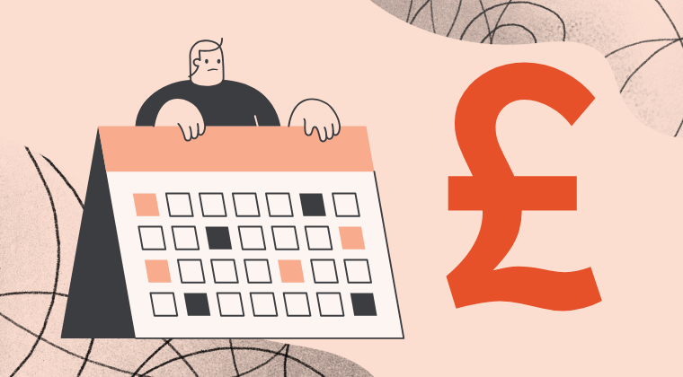 Illustration of a calendar beside a pound sign, representing timely tax payments and financial deadlines.